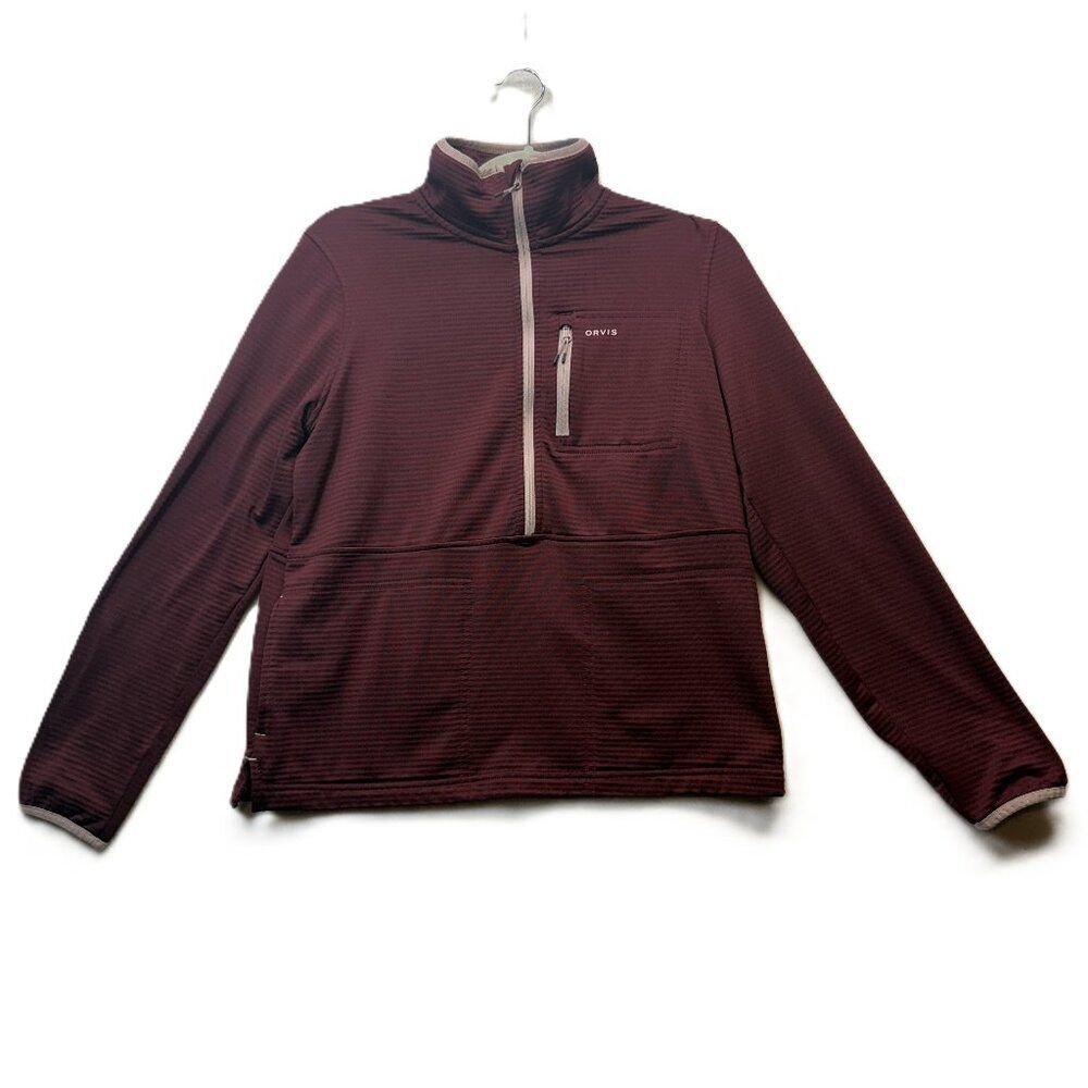 Orvis Quarter Zip Pullover Men’s Maroon Performance Fleece  Outdoor Layer